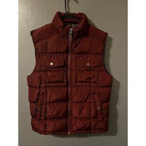 Goodfellow & Co Puffer Vest Burgundy Quilted M Size With Pockets Sleeveless Zipp